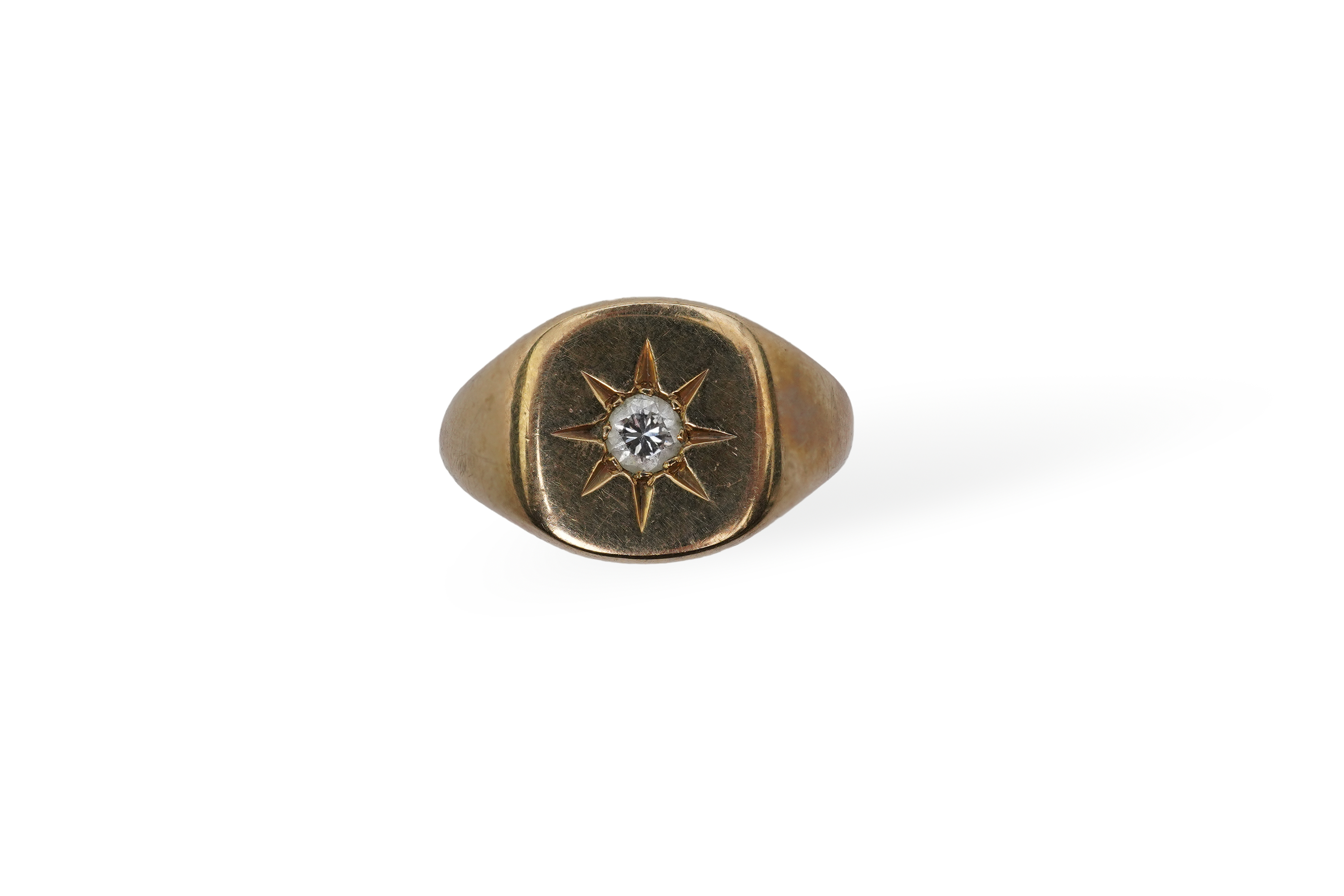 A 9ct gold and diamond signet ring